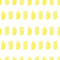 Watercolor abstract seamless pattern with yellow brush strokes. Boho style.