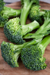 Green broccoli, fresh and raw, ready to be cooked. Preparing broccoli, green vegetable
