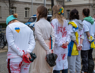 Anti-war protest against Russian invasion of Ukraine. Protest against sexual violence in war  in...