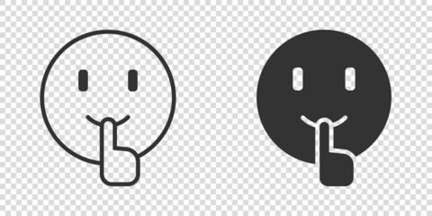 Quiet icon in flat style. Silence vector illustration on isolated background. Hush sign business concept.