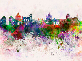 Palermo skyline in watercolor background