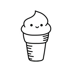 Doodle cute ice cream vector simple illustration