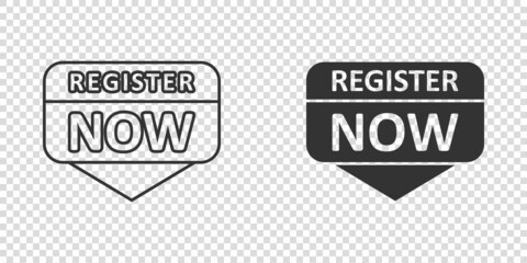Register now icon in flat style. Registration vector illustration on isolated background. Member notification sign business concept.