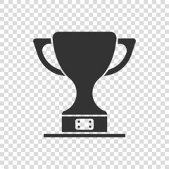 Trophy cup icon in flat style. Goblet prize vector illustration on isolated background. Award sign business concept.