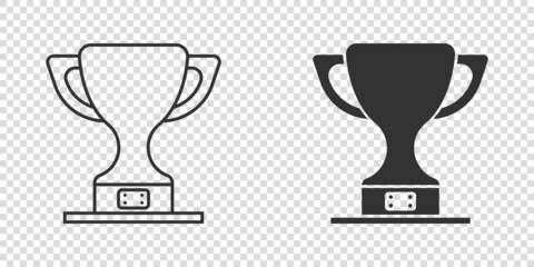Trophy cup icon in flat style. Goblet prize vector illustration on isolated background. Award sign business concept.