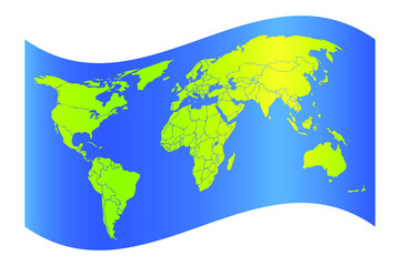 Fototapeta na wymiar World map flag isolated on white background. Vector
