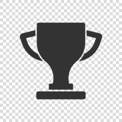 Trophy cup icon in flat style. Goblet prize vector illustration on isolated background. Award sign business concept.