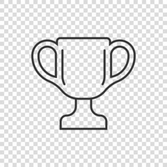 Trophy cup icon in flat style. Goblet prize vector illustration on isolated background. Award sign business concept.
