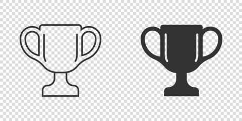 Trophy cup icon in flat style. Goblet prize vector illustration on isolated background. Award sign business concept.