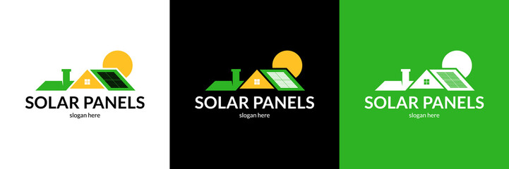 Abstract solar panels installation logo