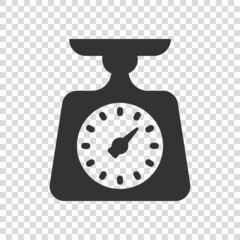 Bathroom weight scale icon in flat style. Mass measurement vector illustration on isolated background. Overweight sign business concept.