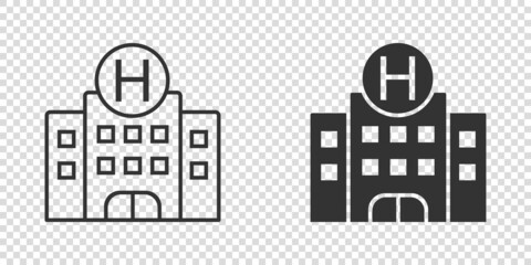 Hospital building icon in flat style. Medical clinic vector illustration on isolated background. Medicine sign business concept.