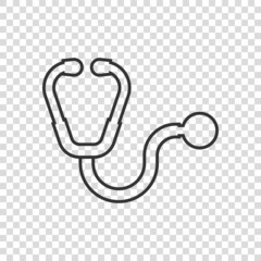 Stethoscope icon in flat style. Heart diagnostic vector illustration on isolated background. Medicine sign business concept.