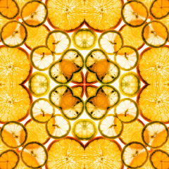 kaleidoscope, mandala, abstract citrus pattern, selective focus