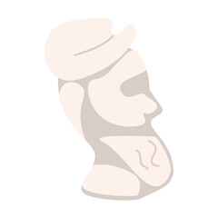 Bearded man head sculpture semi flat color vector object. Workshop. Sculpture classes visit. Full sized item on white. Simple cartoon style illustration for web graphic design and animation