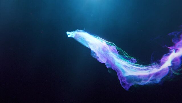 白い竜が空中を飛びながら手前にカットアウト