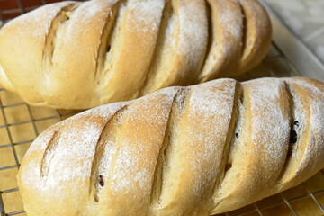 Fresh Homemade Rye Bread with mixed nuts.