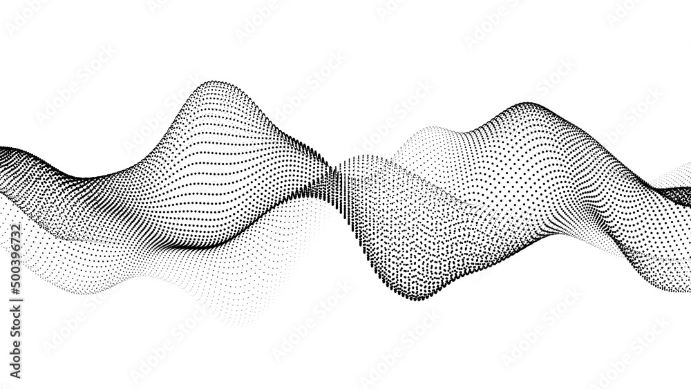 Poster abstract gradient dynamic wave of glowing particles. network of neon dots. big data. digital backgro