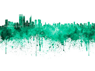 Fototapeta premium Perth skyline in watercolor