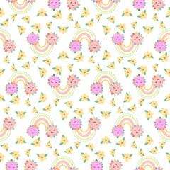 Cute children's pattern sun, rainbow, flowers. Pattern for textiles, wallpapers, napkins. hand drawn illustration