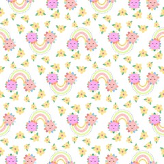 Cute children's pattern sun, rainbow, flowers. Pattern for textiles, wallpapers, napkins. hand drawn illustration