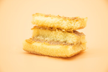 homemade cake isolate on colorful background