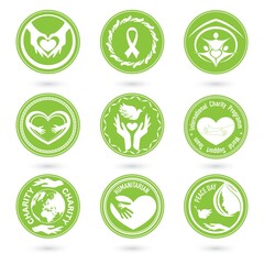 Charity green support labels set