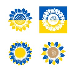 Ukraine color simple sunflower silhouettes