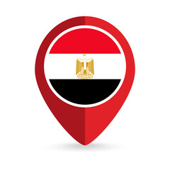 Map pointer with contry Egypt. Egypt flag. Vector illustration.
