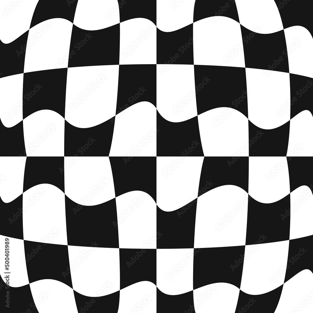 Poster chess simple shapes are slightly wavy, and concave inward in the center. vector.