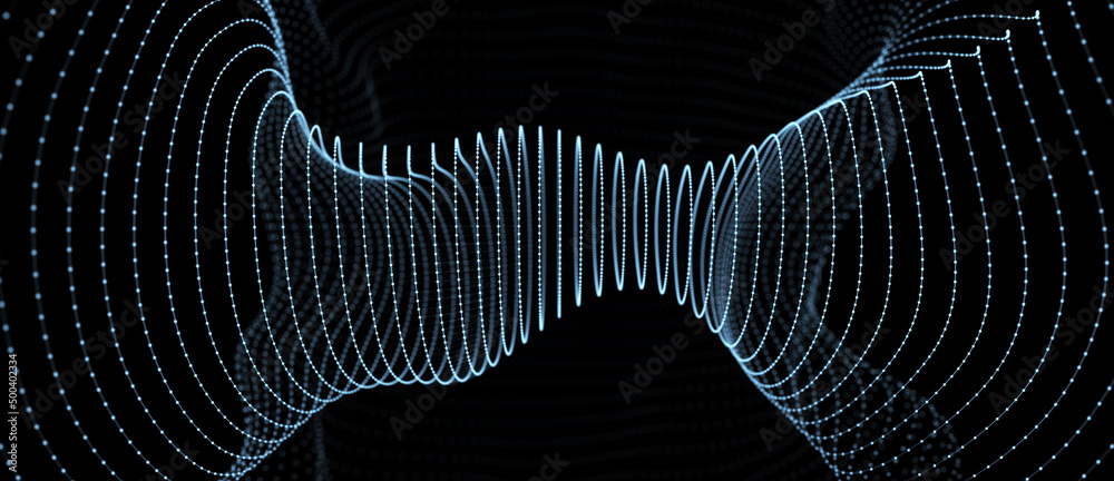 Poster Abstract tunnel. 3D wormhole or vortex. Grid. 3d rendering