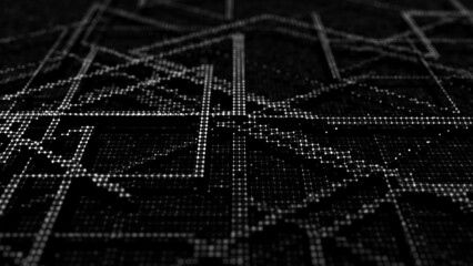 Abstract technology background. Computer matrix. Futuristic cyber background of points. 3d rendering.