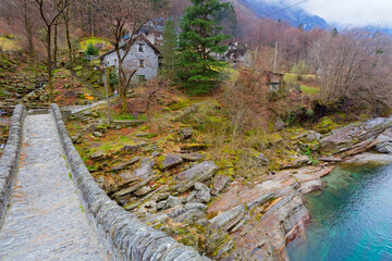 Dorf Lavertezzo im Kanton Tessin, schweizer Alpen, Schweiz