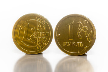 Golden ruble of Russia and the golden euro.