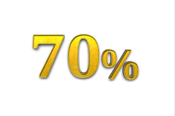 70 percent symbol 3d gold