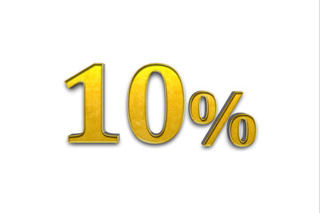 10 percent symbol 3d gold