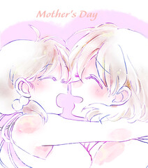 母と娘の幸せそうなイラスト