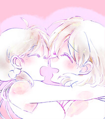 母と娘の幸せそうなイラスト