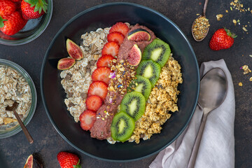 healthy breakfast bowl with fruits and granola