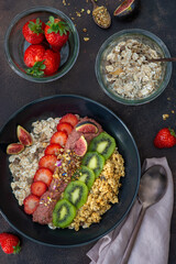 healthy breakfast bowl with fruits and cereals