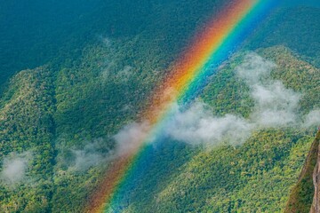 Rainbow in Machu Picchu, Andes Peru