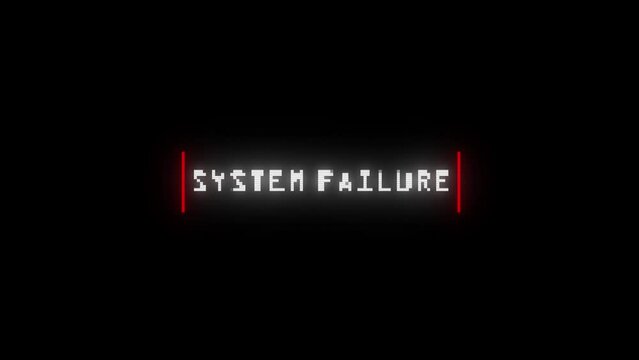 system failure warning with glitch text effect