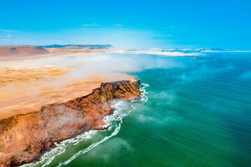 landscape Ocean costa in Paracas Desert, Peru