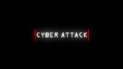 cyber attack warning with glitch text effect