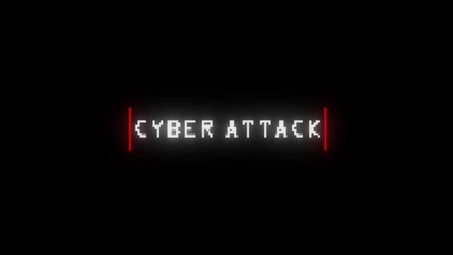 cyber attack warning with glitch text effect