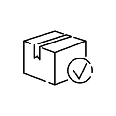 Logistics and Shipping box line icons. Delivery cargo. Was delivered or done and chek