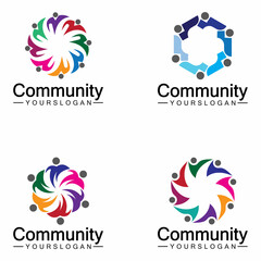 Community Logo Design Template for Teams or Groups.network and social icon design