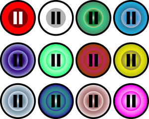 Round pause icon, vector button for websites and internet music and video applications