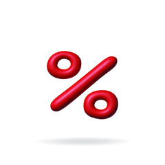 percentage icon red color 3d
