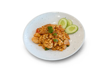 Macaroni and Tomato Sauce on a white background,with clipping path